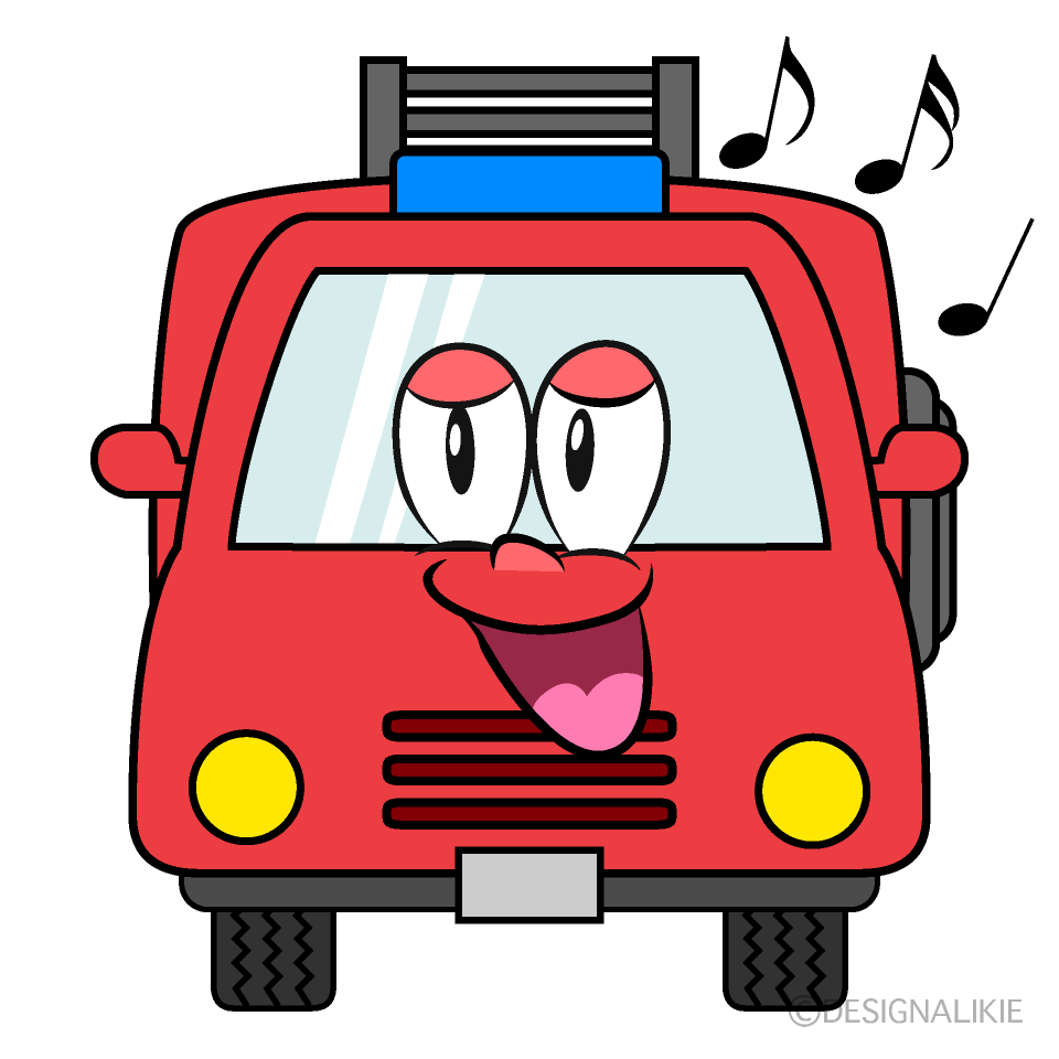 Singing Fire Engine Cartoon Character Image