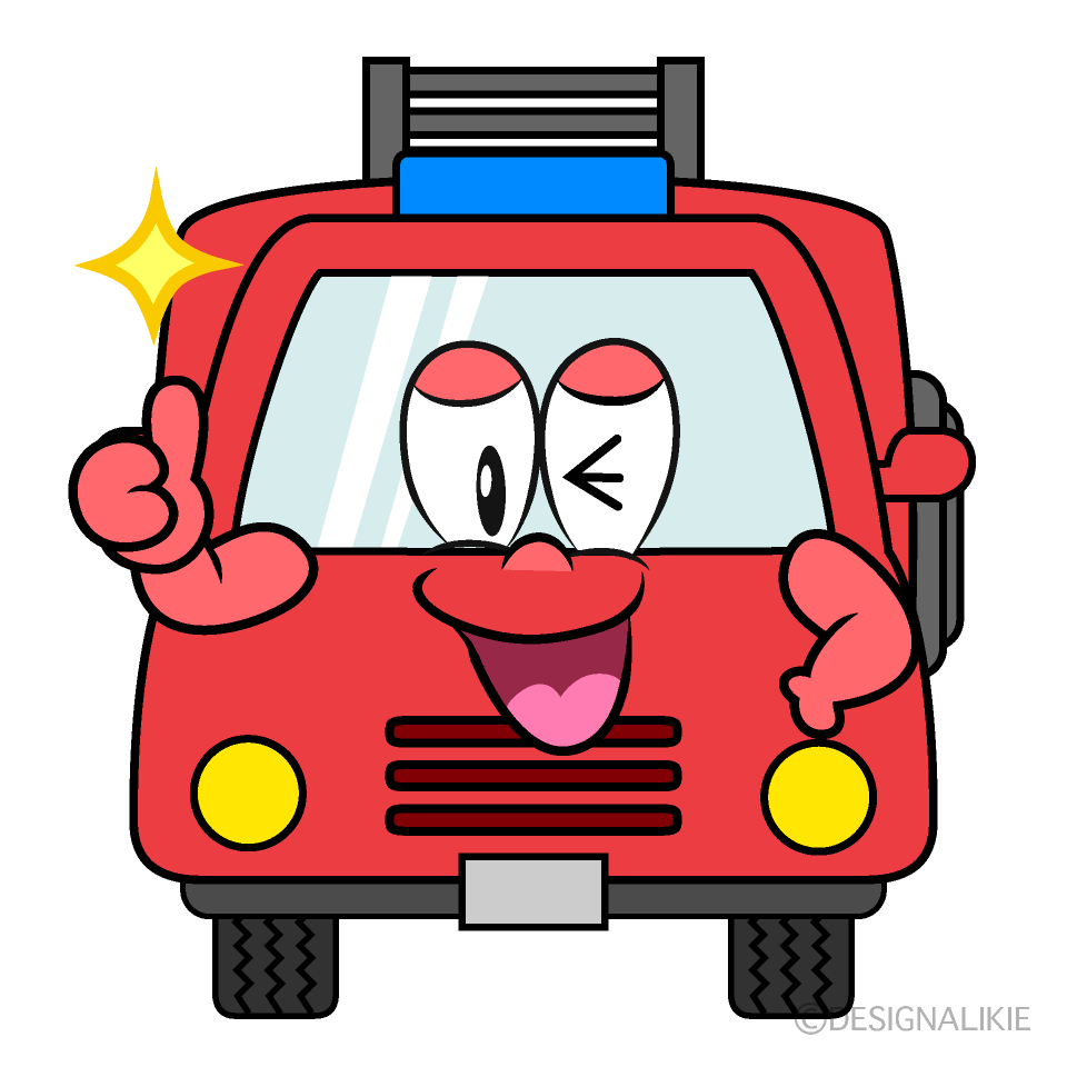 Thumbs up Fire Engine Cartoon Character Image