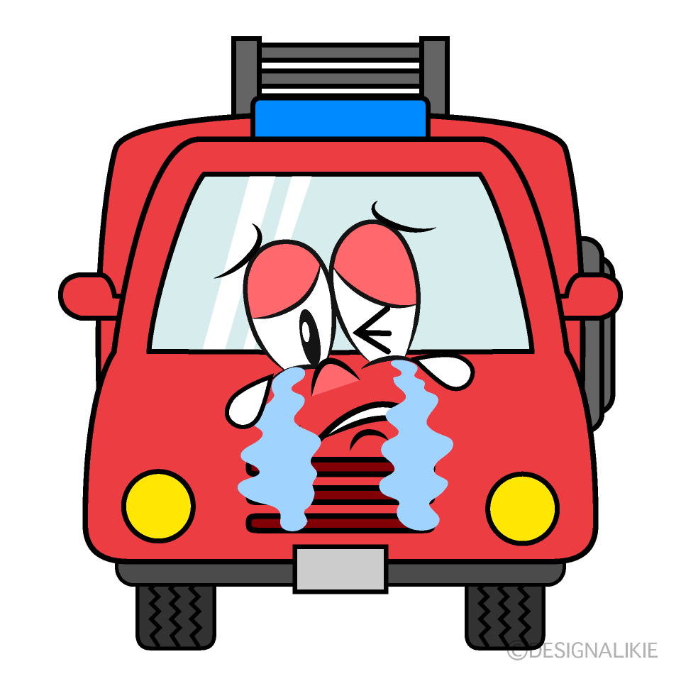 Crying Fire Engine Cartoon Character Image