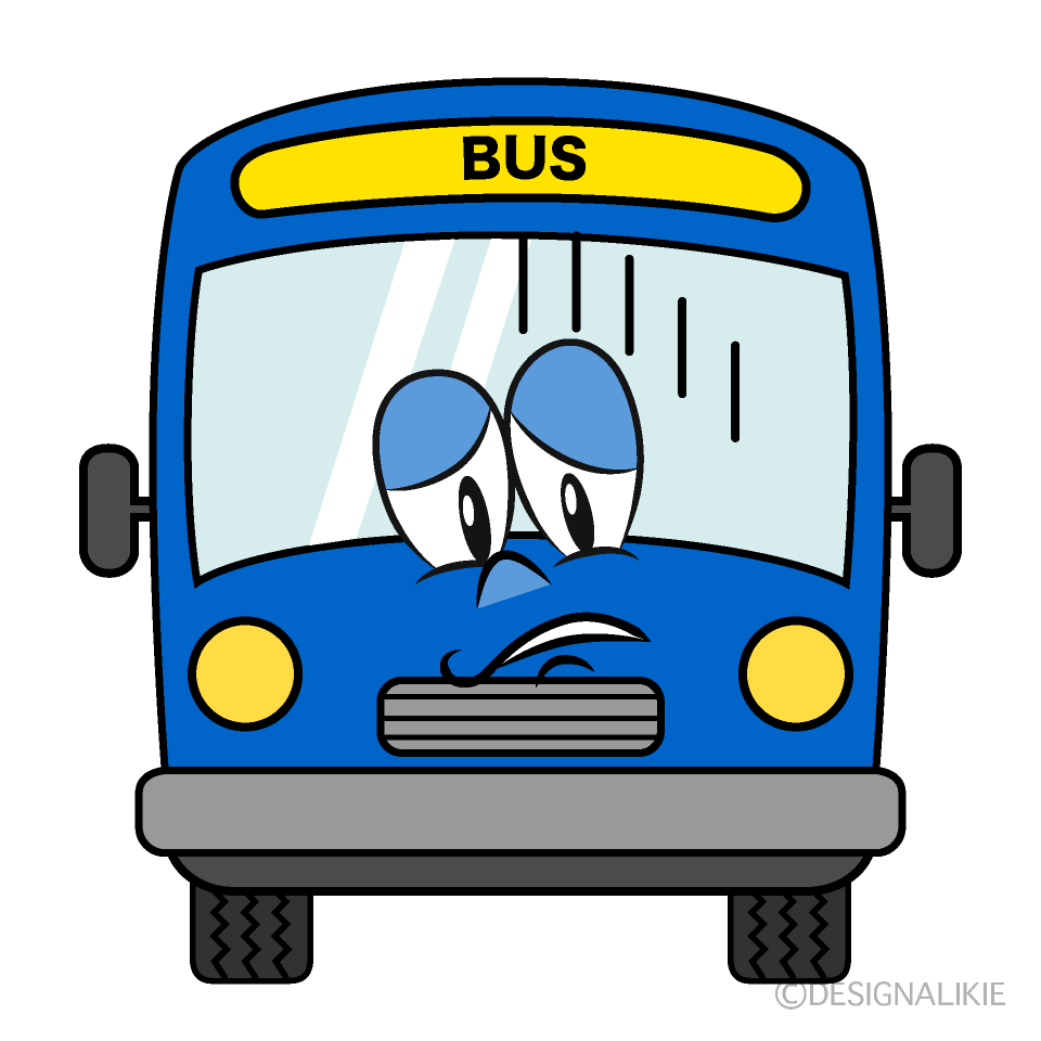 Depressed Bus Cartoon Character Image