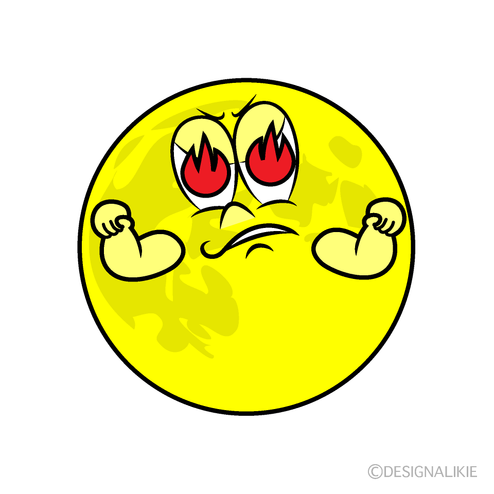 Enthusiastic Full Moon Cartoon Character Image