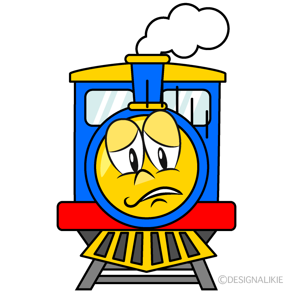 Depressed Train Cartoon Character Image