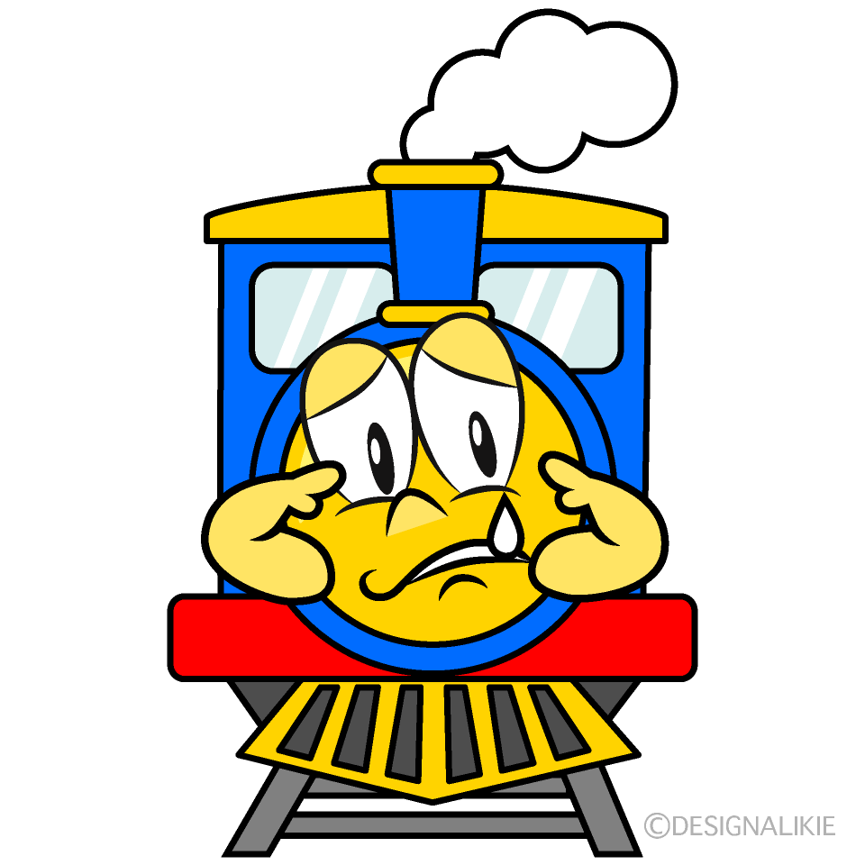 Sad Train Cartoon Character Image