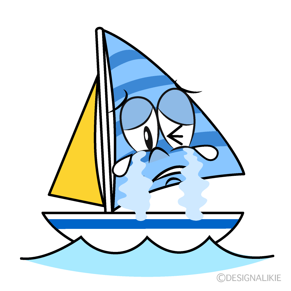 Crying Yacht Cartoon Character Image