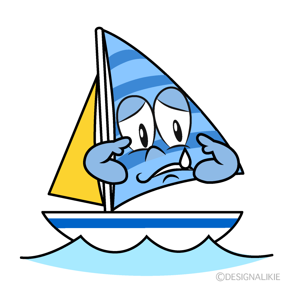 Sad Yacht Cartoon Character Image