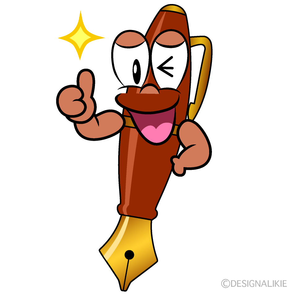 Thumbs up Fountain Pen Cartoon Character Image