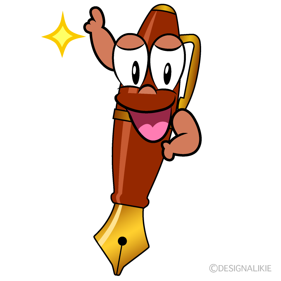 Posing Fountain Pen Cartoon Character Image