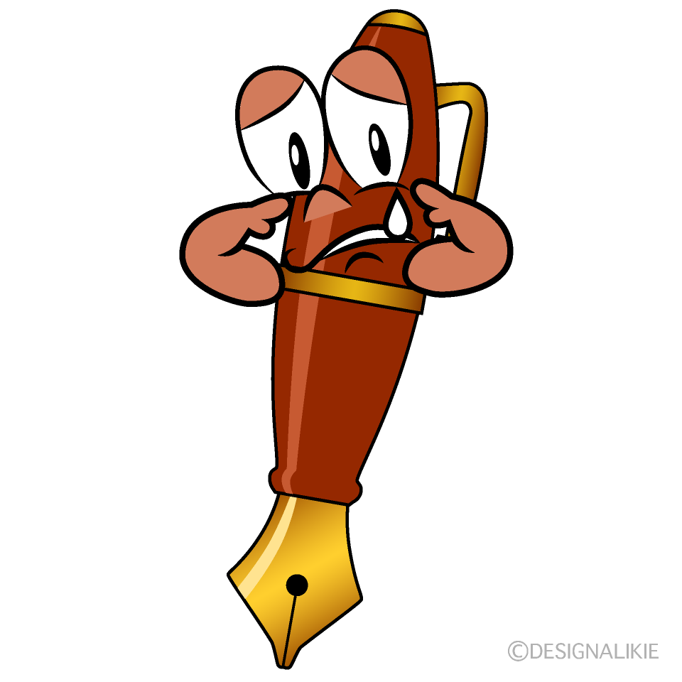 Sad Fountain Pen Cartoon Character Image