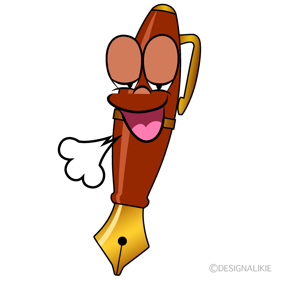Relaxing Fountain Pen Cartoon Character Image