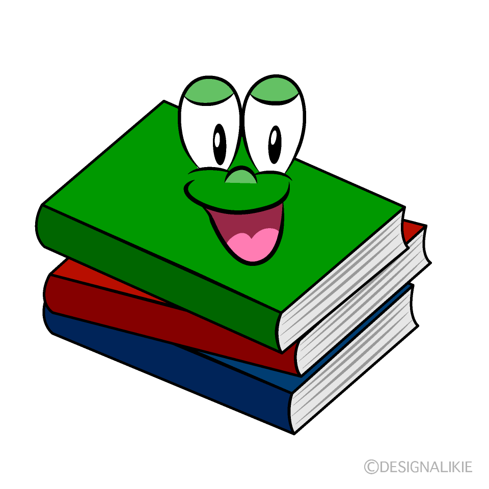 Smiling Books Cartoon Character Image