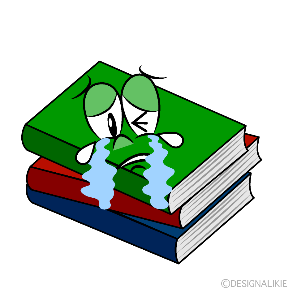 Crying Books Cartoon Character Image