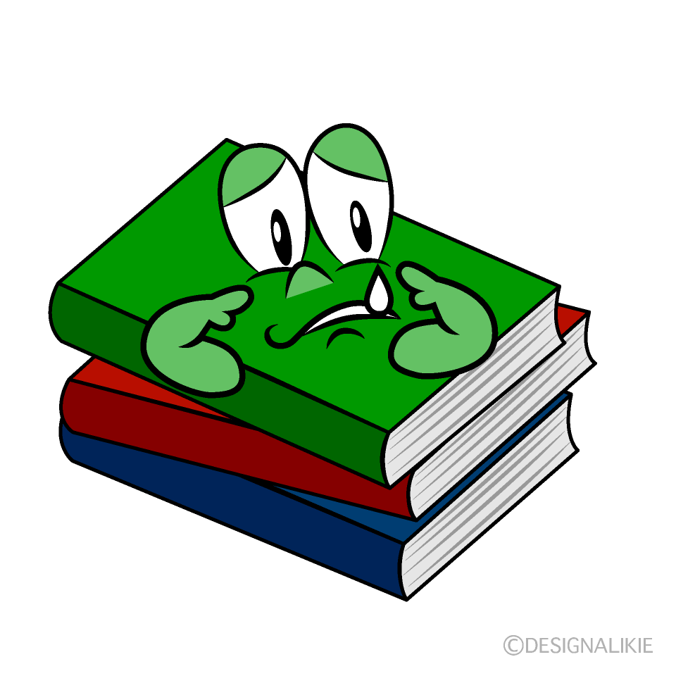 Sad Books Cartoon Character Image