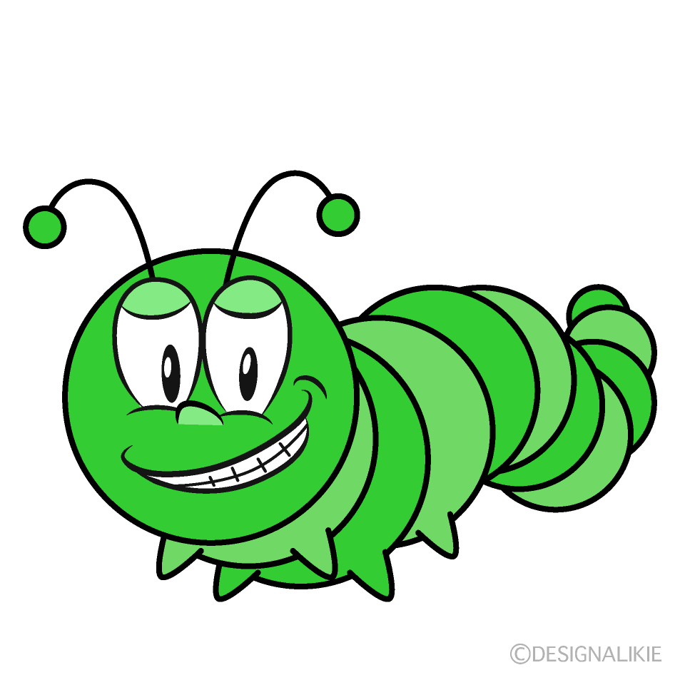 Grinning Caterpillar Cartoon Character Image