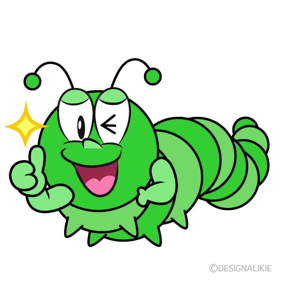 Thumbs up Caterpillar Cartoon Character Image