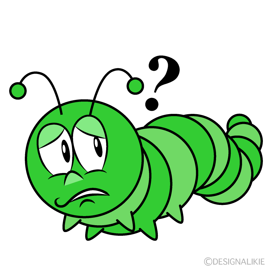 Thinking Caterpillar Cartoon Character Image