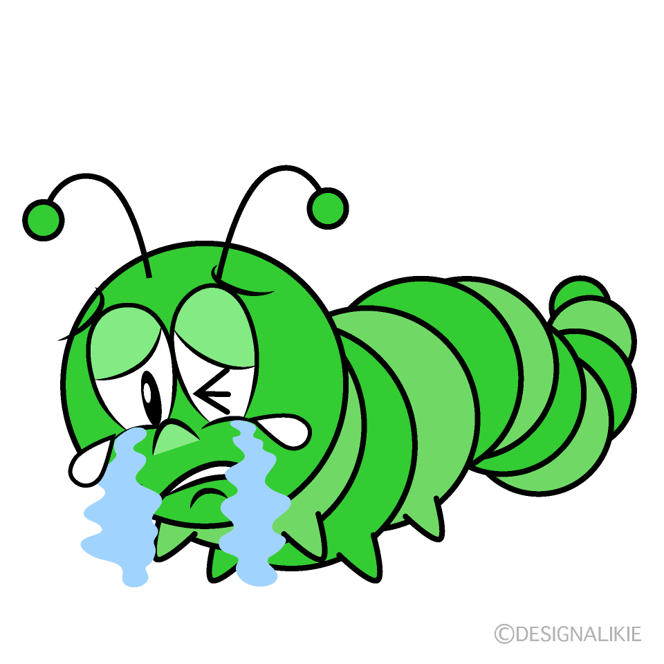 Crying Caterpillar Cartoon Character Image