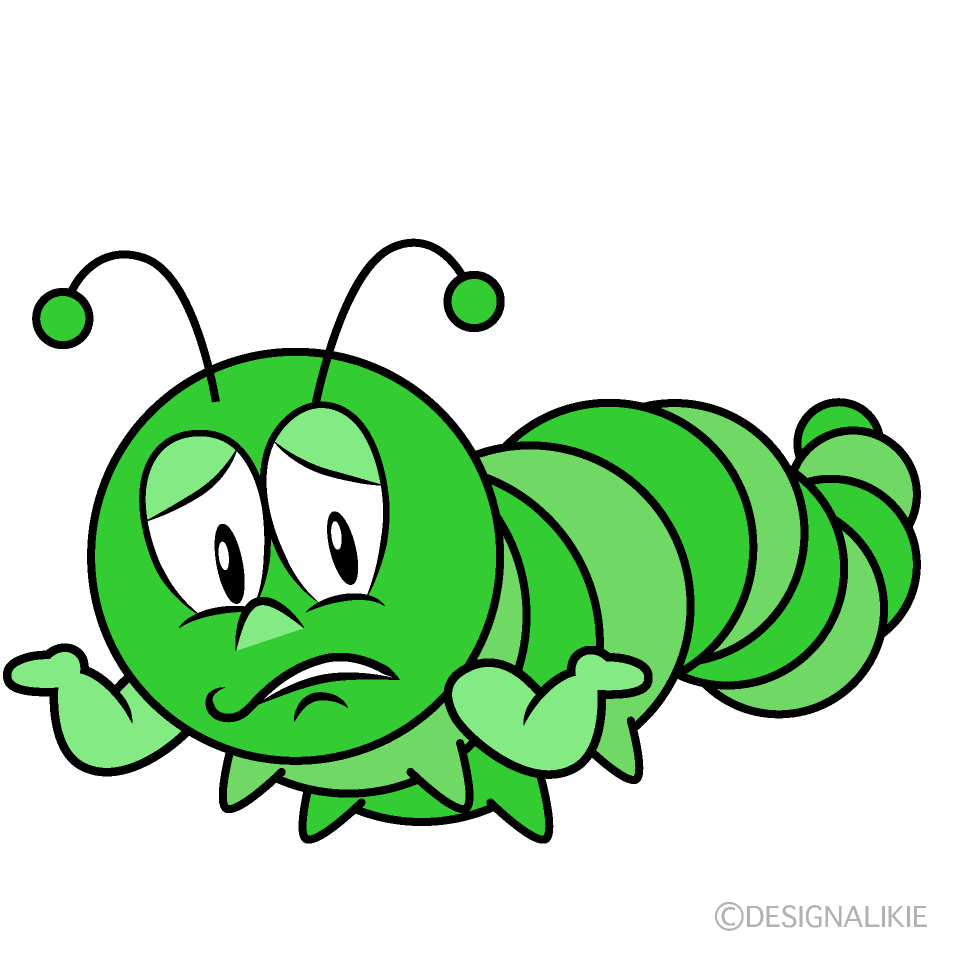 Troubled Caterpillar Cartoon Character Image