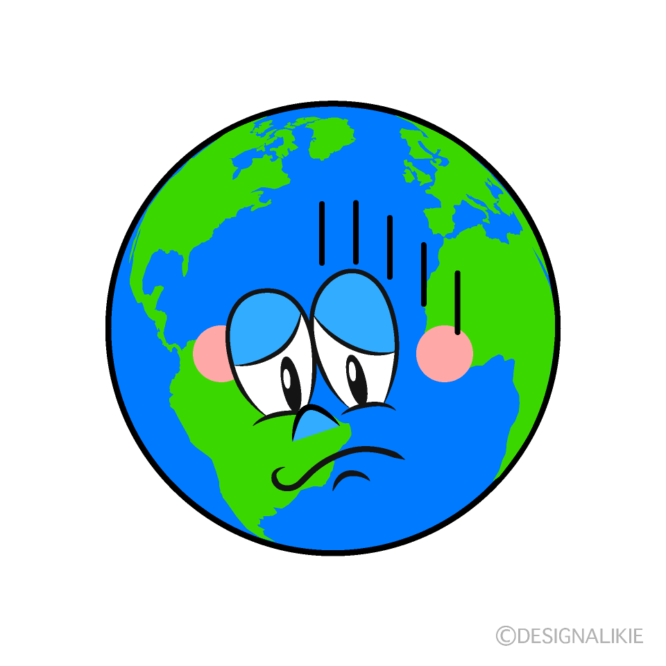 Depressed Earth Cartoon Character Image