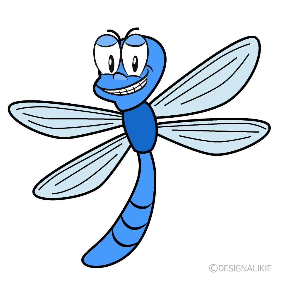 Grinning Dragonfly Cartoon Character Image