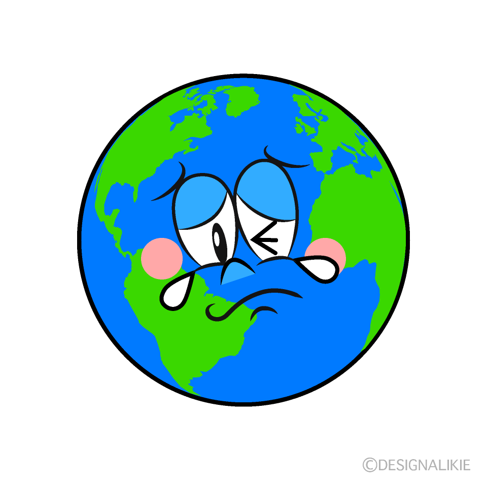 Crying Earth Cartoon Character Image