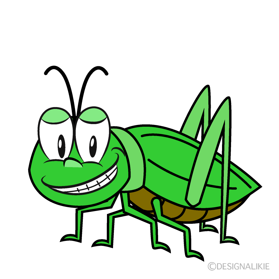Grinning Grasshopper Cartoon Character Image