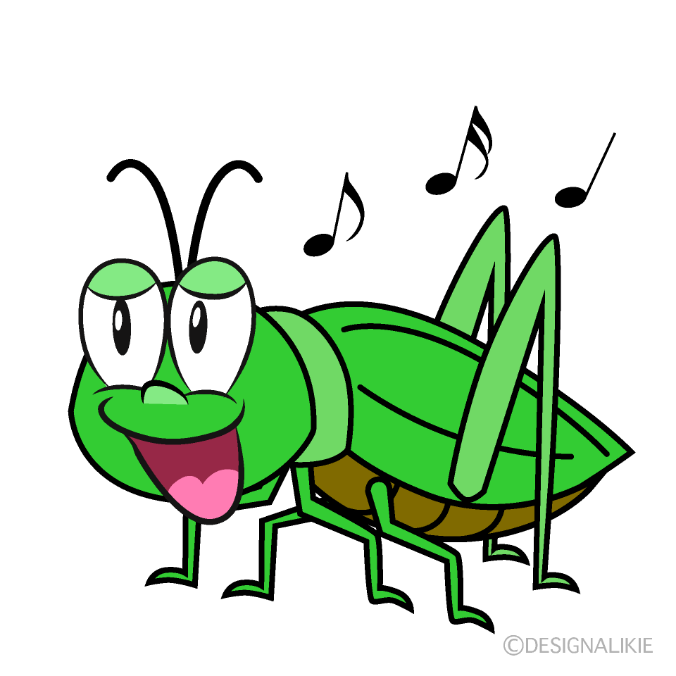 Singing Grasshopper Cartoon Character Image