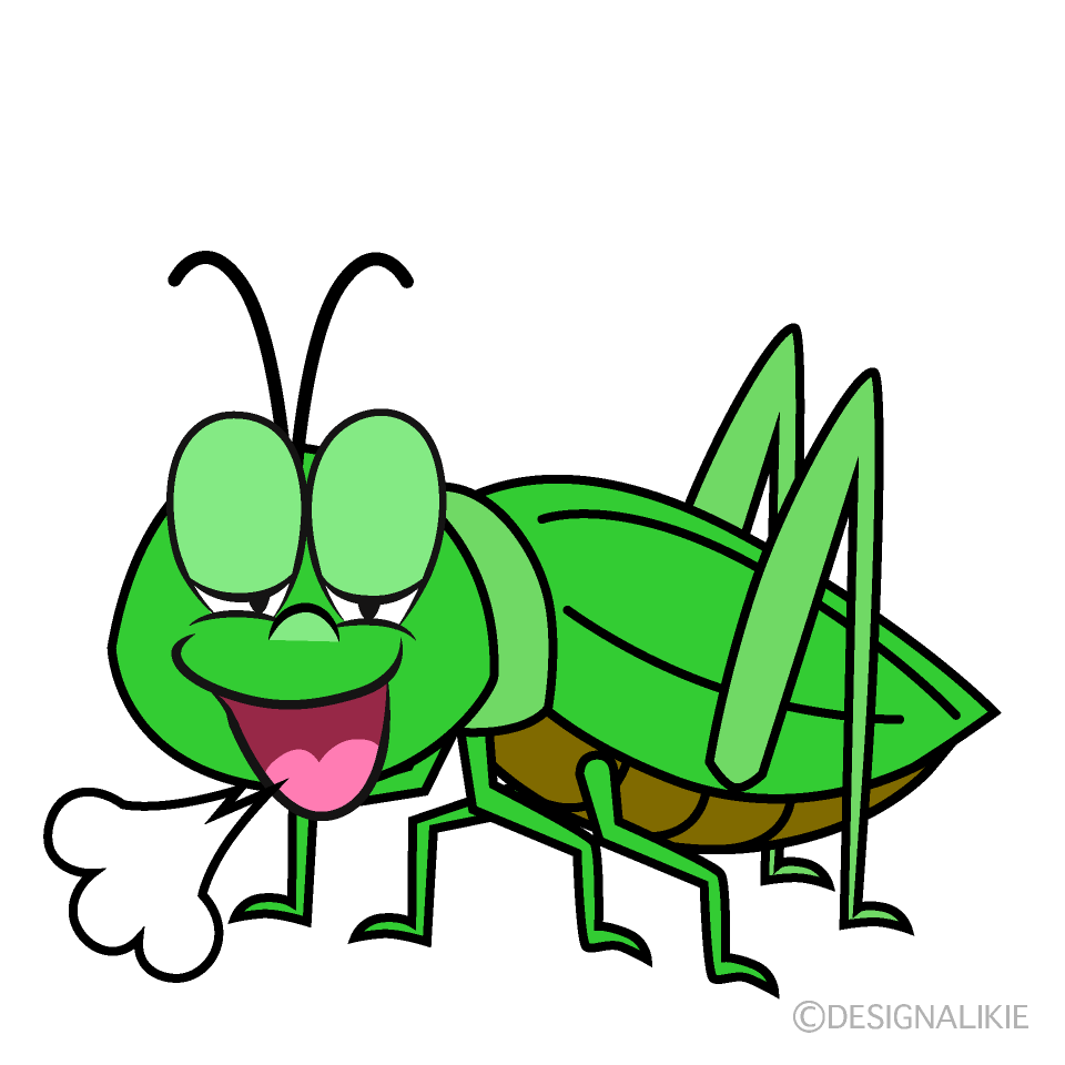 Relaxing Grasshopper Cartoon Character Image