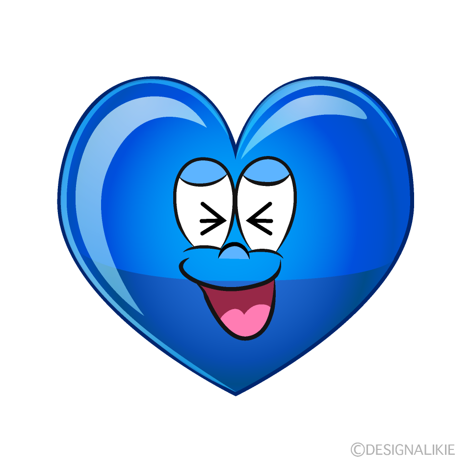 Laughing Blue Heart Cartoon Character Image