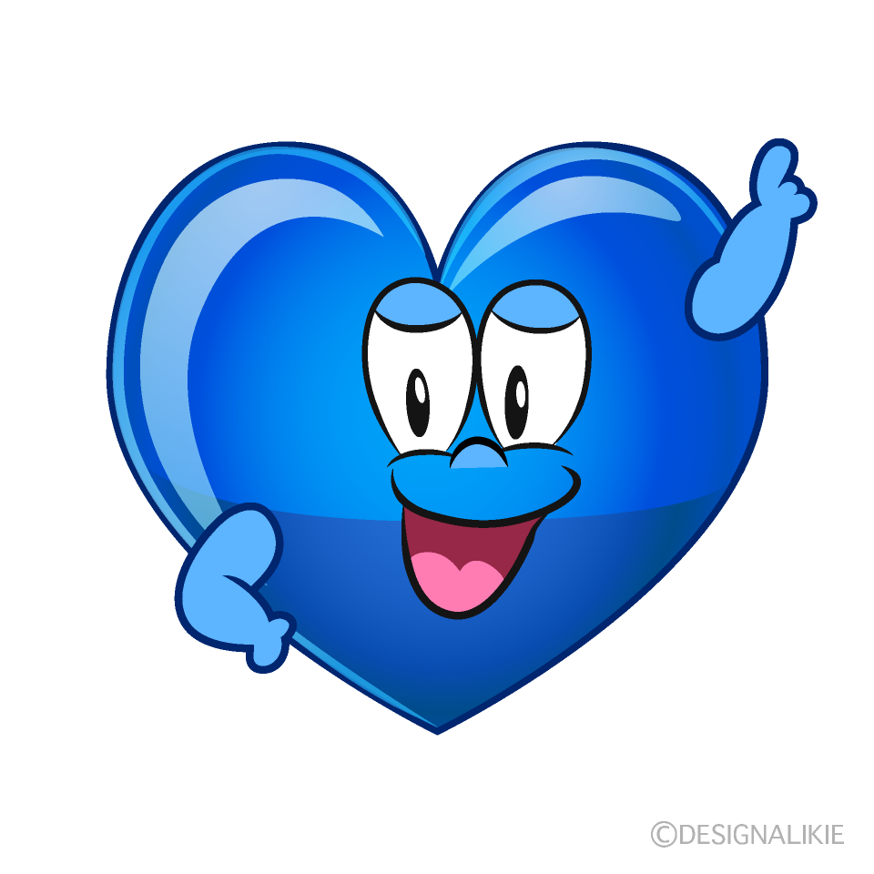 Posing Blue Heart Cartoon Character Image