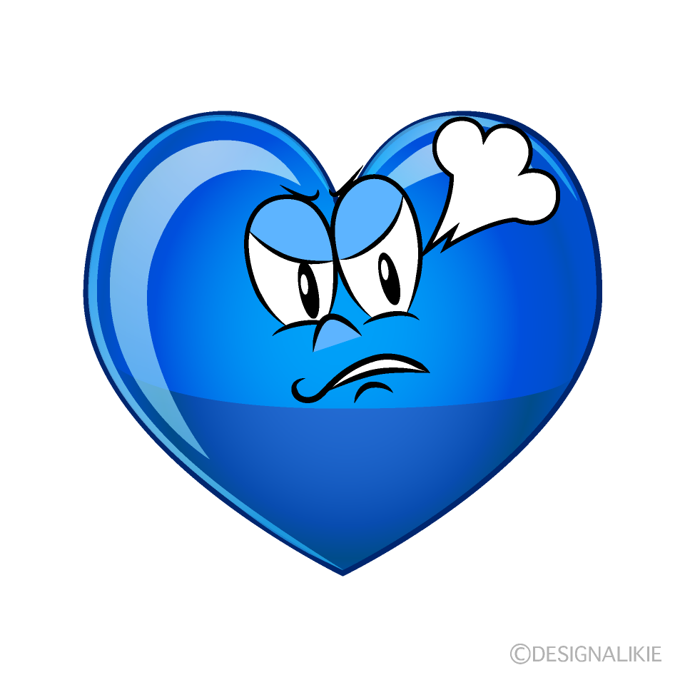 Angry Blue Heart Cartoon Character Image