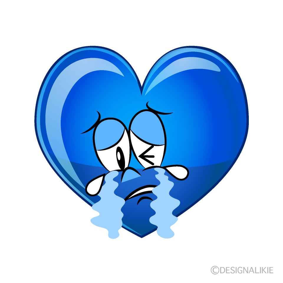 Crying Blue Heart Cartoon Character Image