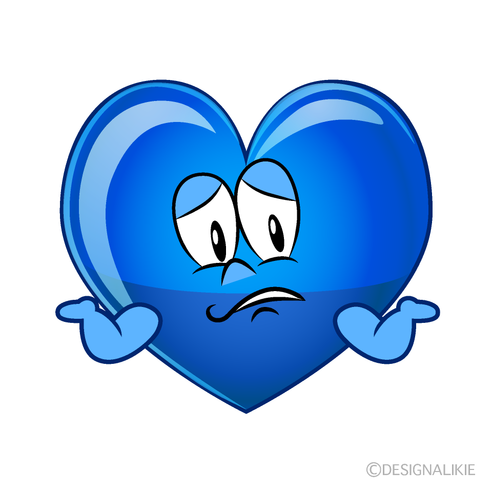 Troubled Blue Heart Cartoon Character Image