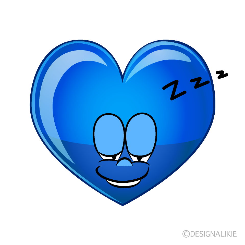 Sleeping Blue Heart Cartoon Character Image