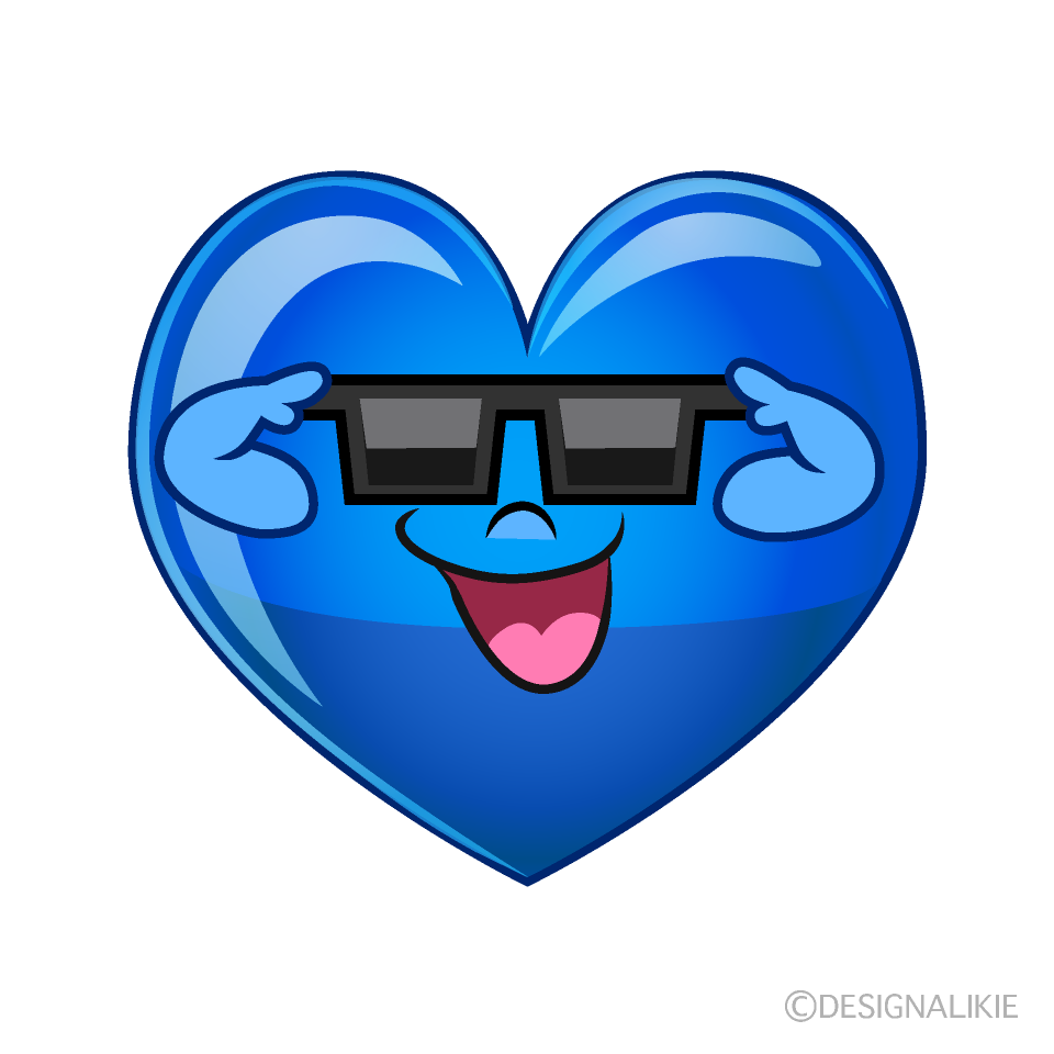 Cool Blue Heart Cartoon Character Image