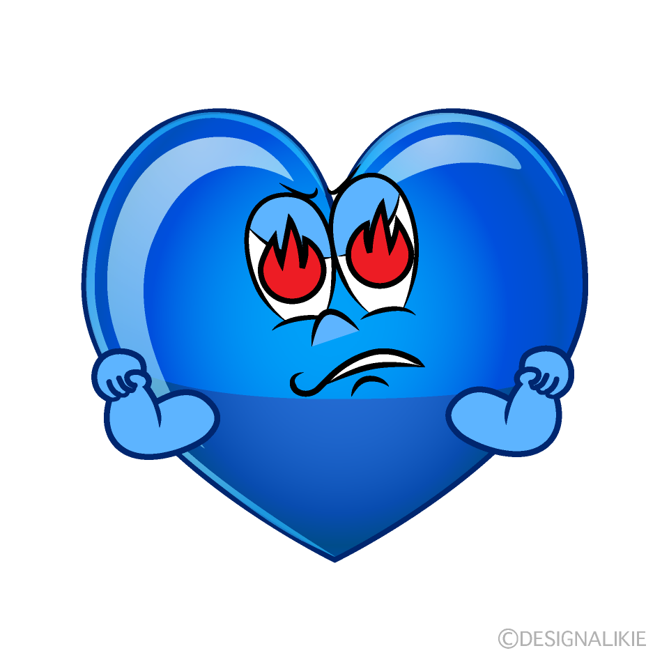 Enthusiasm Blue Heart Cartoon Character Image