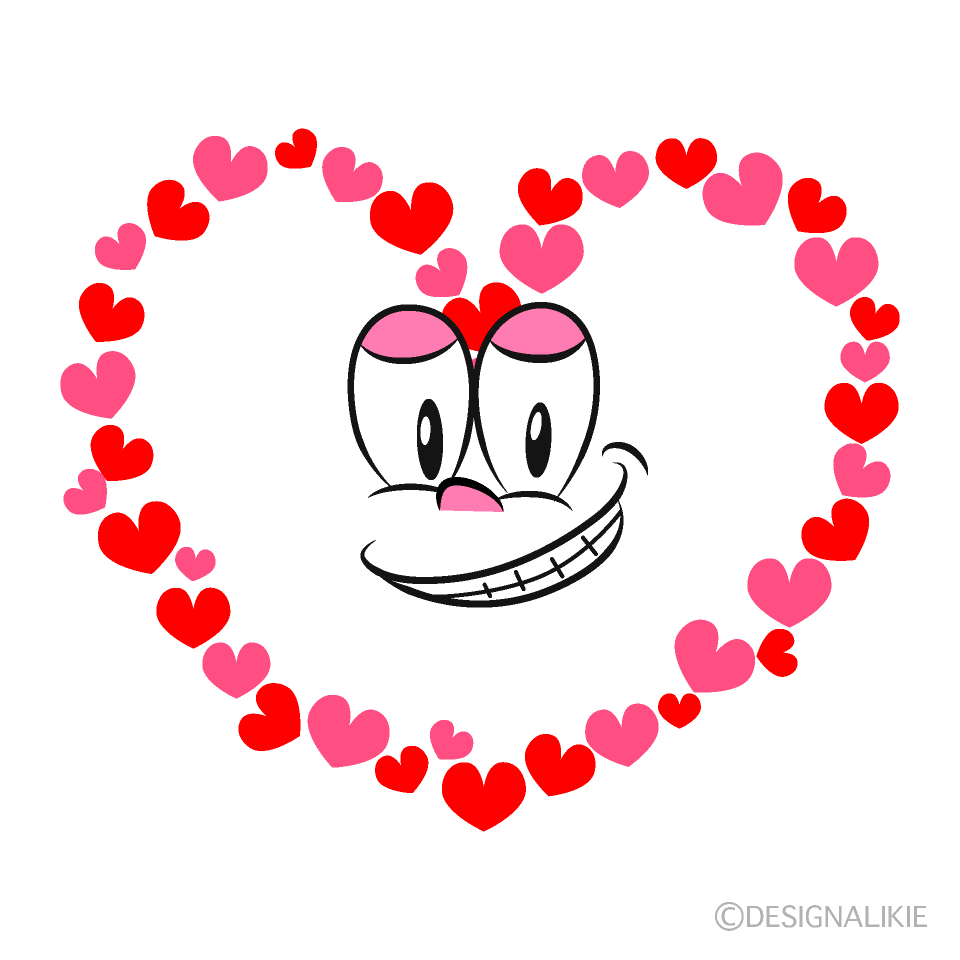 Grinning Heart Wreath Cartoon Character Image