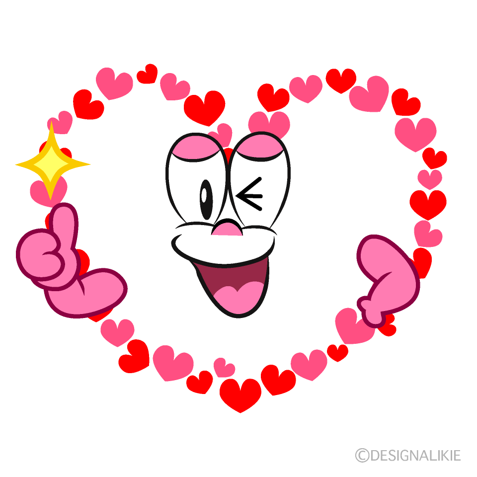 Thumbs up Heart Wreath Cartoon Character Image