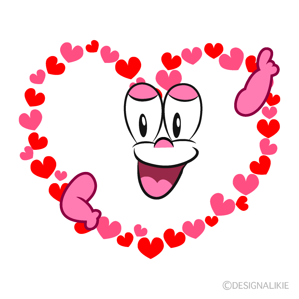 Posing Heart Wreath Cartoon Character Image