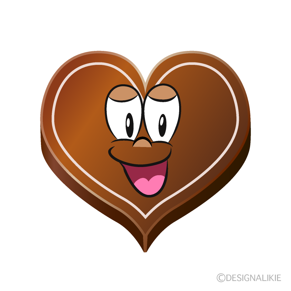 Smiling Heart Chocolate Cartoon Character Image