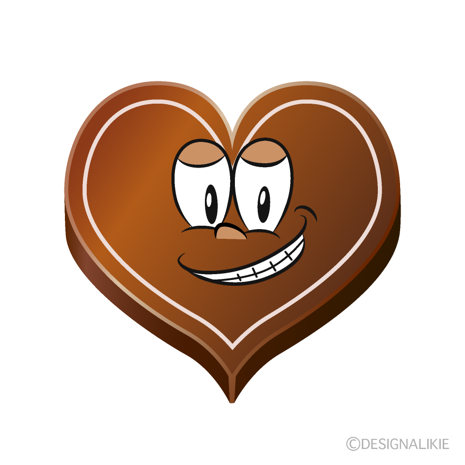 Grinning Heart Chocolate Cartoon Character Image