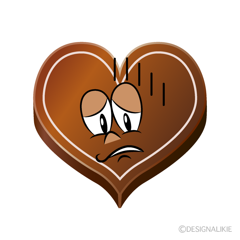 Depressed Heart Chocolate Cartoon Character Image