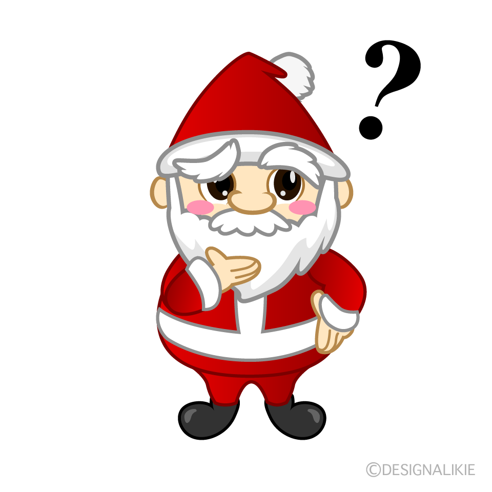Thinking Mini Santa Cartoon Character Image