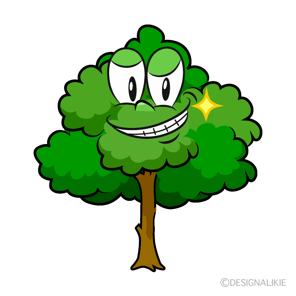 Grinning Tree Cartoon Character Image