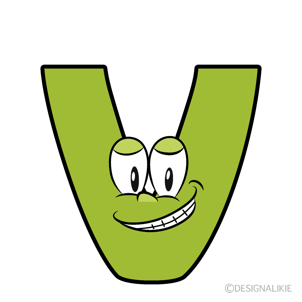 Grinning V Cartoon Character Image