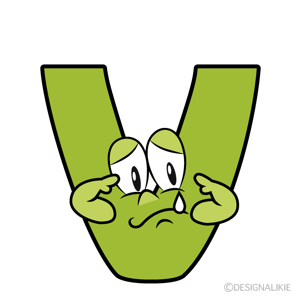 Sad V Cartoon Character Image