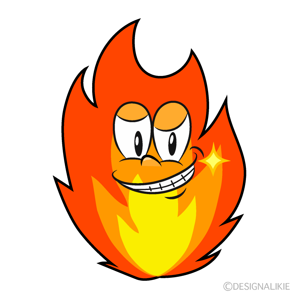 Grinning Fire Cartoon Character Image