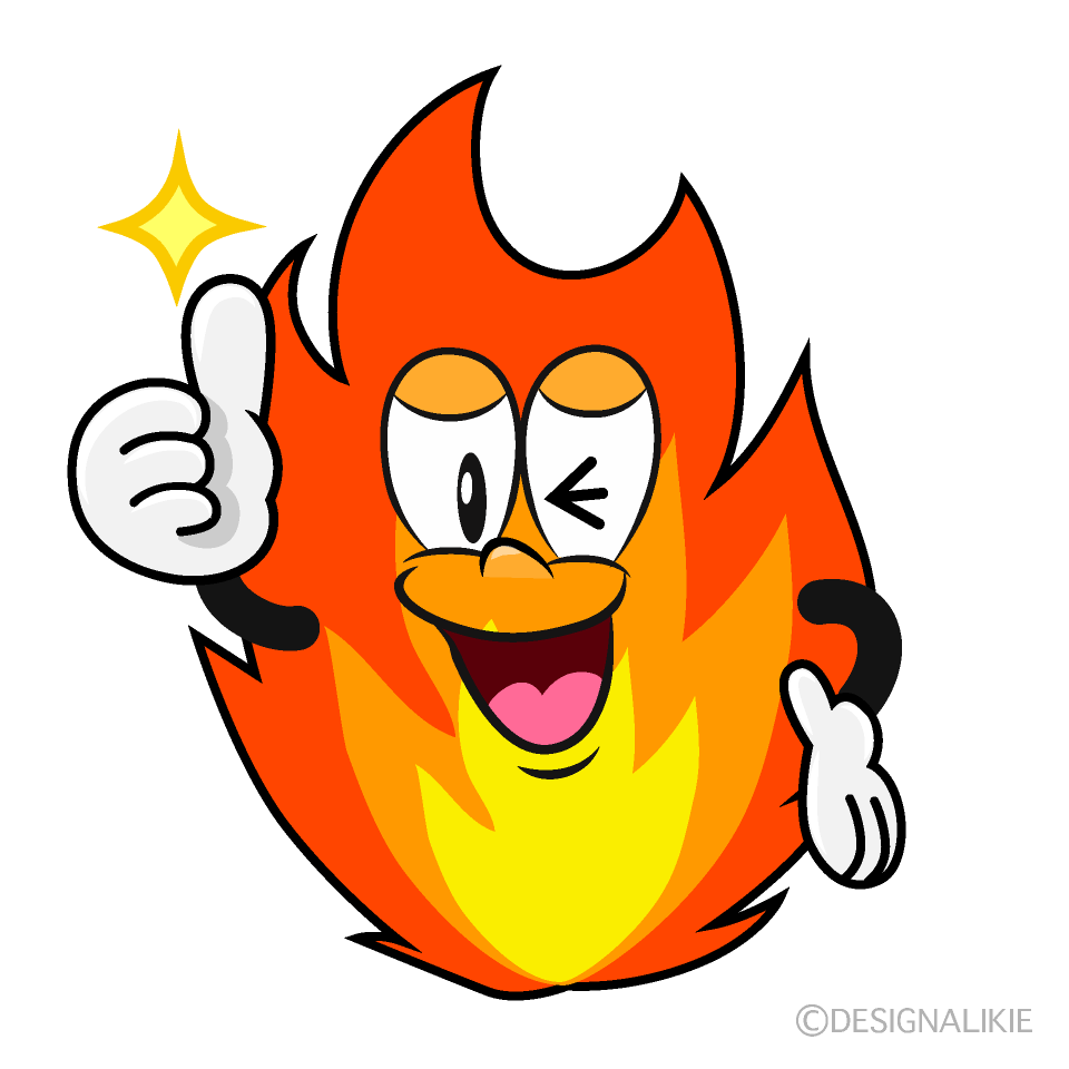 Thumbs Up Fire Cartoon Character Image