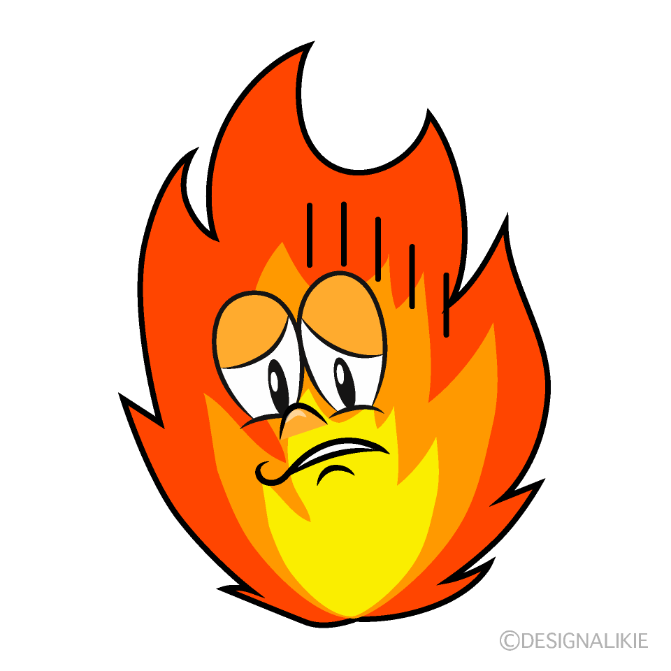Depressed Fire Cartoon Character Image