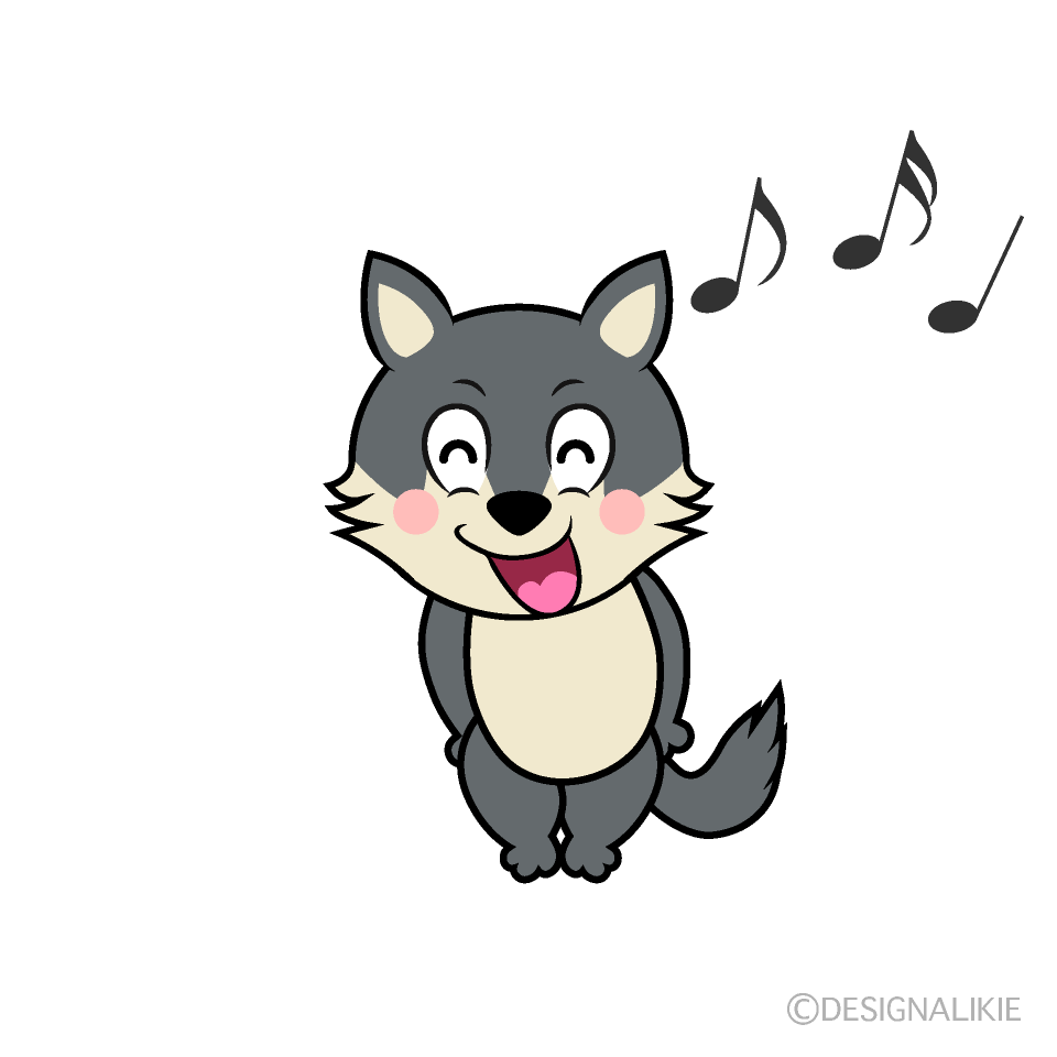 Singing Wolf Cartoon Character Image