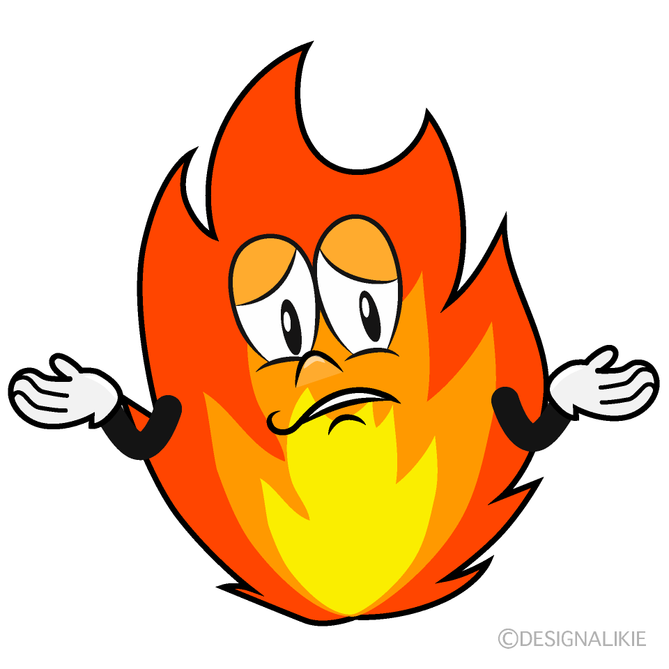 Troubled Fire Cartoon Character Image